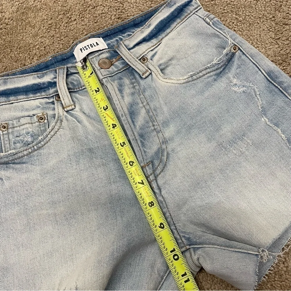 NWT Pistola Denim Nico High Rise Mom Distressed Shorts Light wash